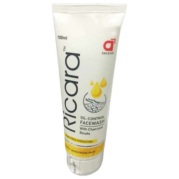 Ricara Oil-Control Facewash with Charcoal Beads, 100ml