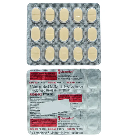 Ride-M2 Forte 2 mg/1000 mg Tablet 15's