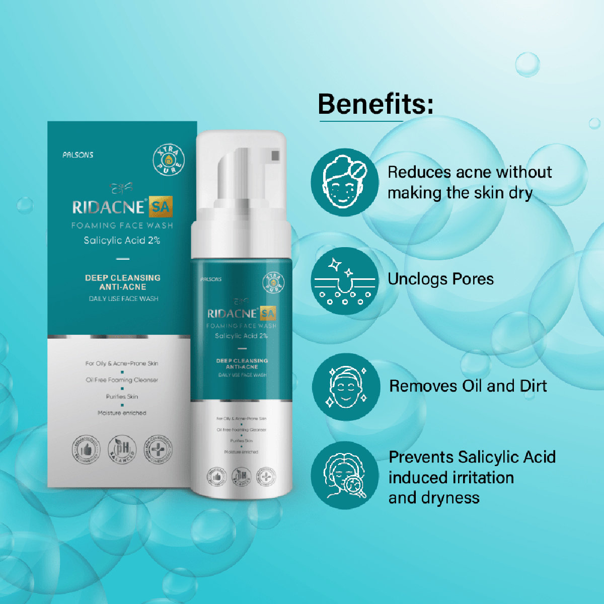 Ridacne SA Foaming Face Wash 100 ml, Pack of 1 Ridacne SA Foaming Face Wash 100 ml, Pack of 1