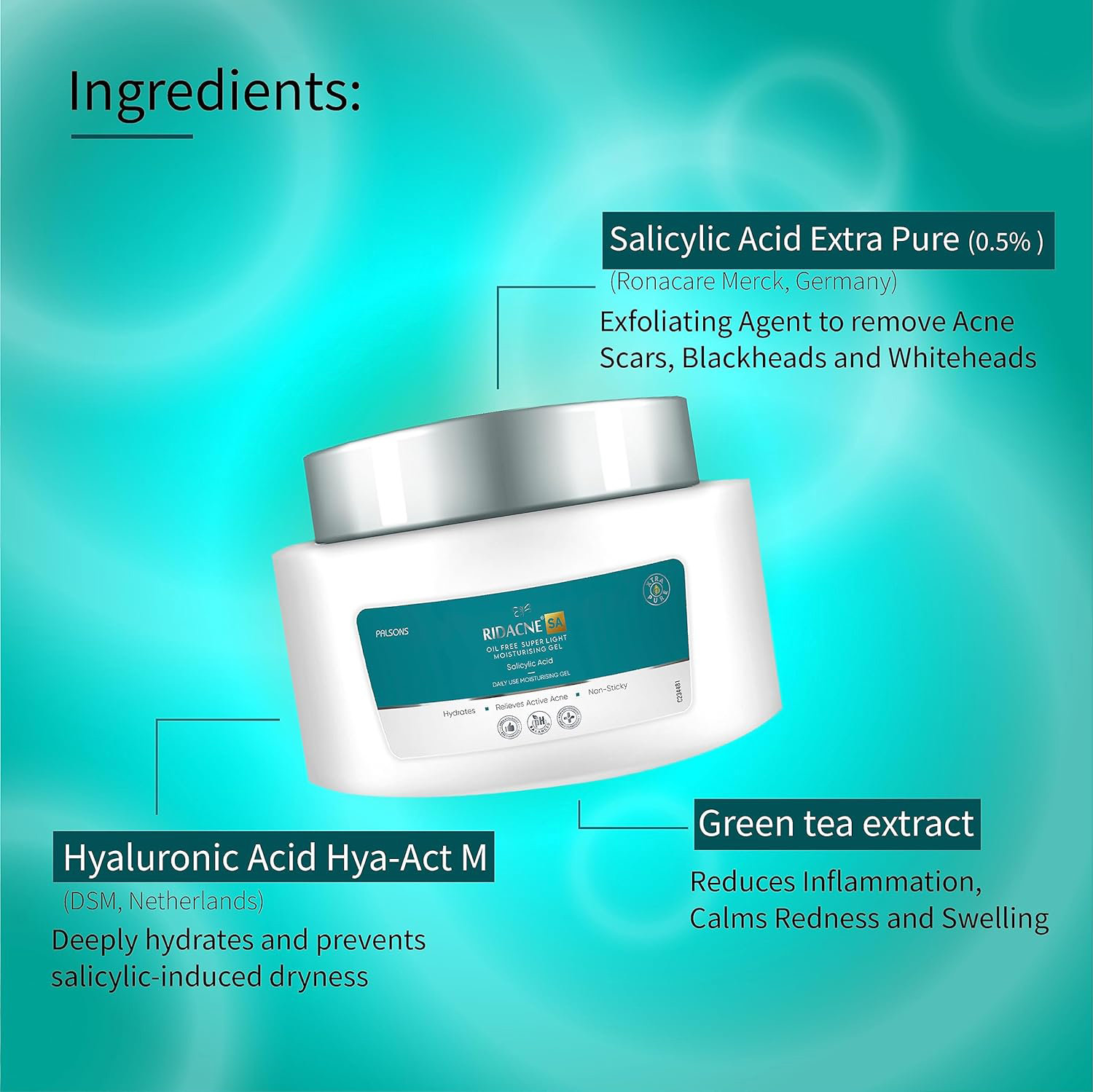 Ridacne SA Daily Use Moisturising Gel 40 gm, Pack of 1 Ridacne SA Daily Use Moisturising Gel 40 gm, Pack of 1