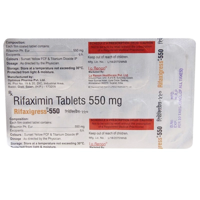 Rifaxigress-550 Tablet 10's, Pack of 10 TabletS