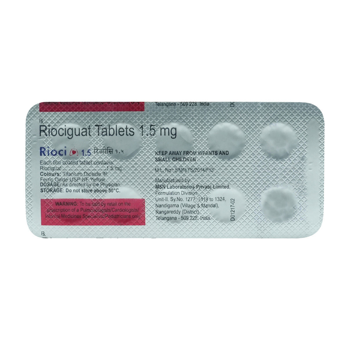 Buy Rioci 1.5 mg Tablet 10's Online