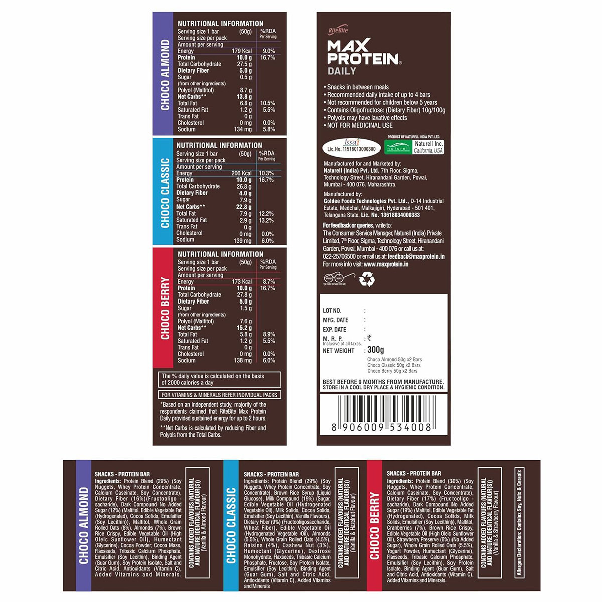 RiteBite Max Protein Daily Assorted 10 gm Protein Energy Bars, Pack of 1 RiteBite Max Protein Daily Assorted 10 gm Protein Energy Bars, Pack of 1