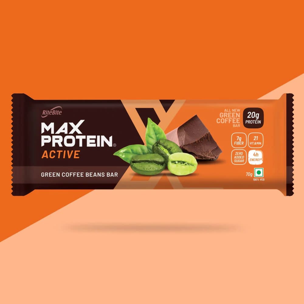 Buy RiteBite Max Protein Active Green Coffee Beans Bar, 70 gm Online
