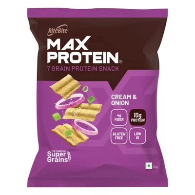 Ritebite Max Protein Cream &amp; Onion Snack, 60 gm, Pack of 1