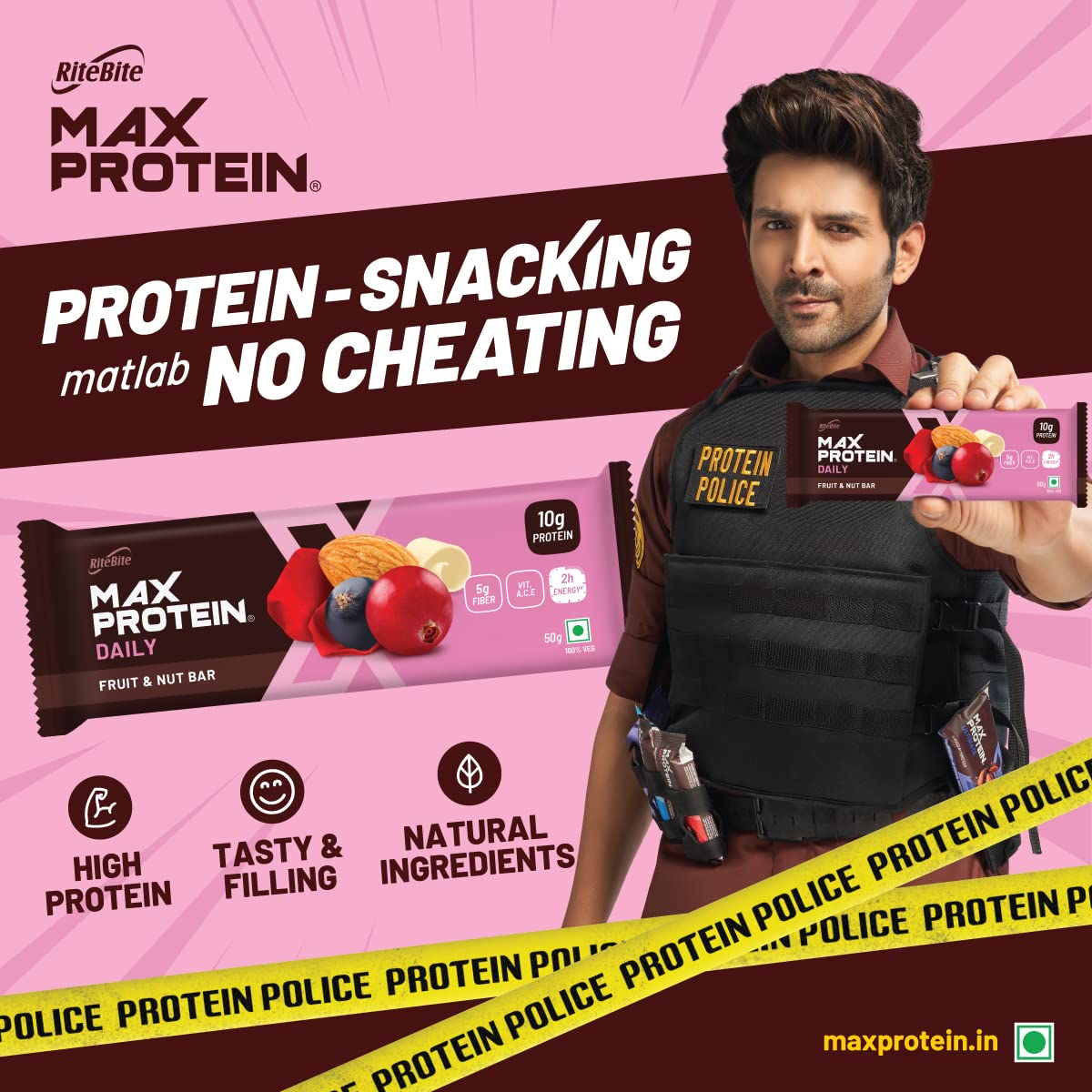 Ritebite Max Protein Fruit & Nut Bar, 50 gm, Pack of 1 Ritebite Max Protein Fruit & Nut Bar, 50 gm, Pack of 1