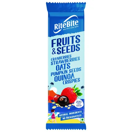 RiteBite Max Protein Multigrain Energy Bar35 gm | Fruits & Seeds| Strawberry & Pumpkin