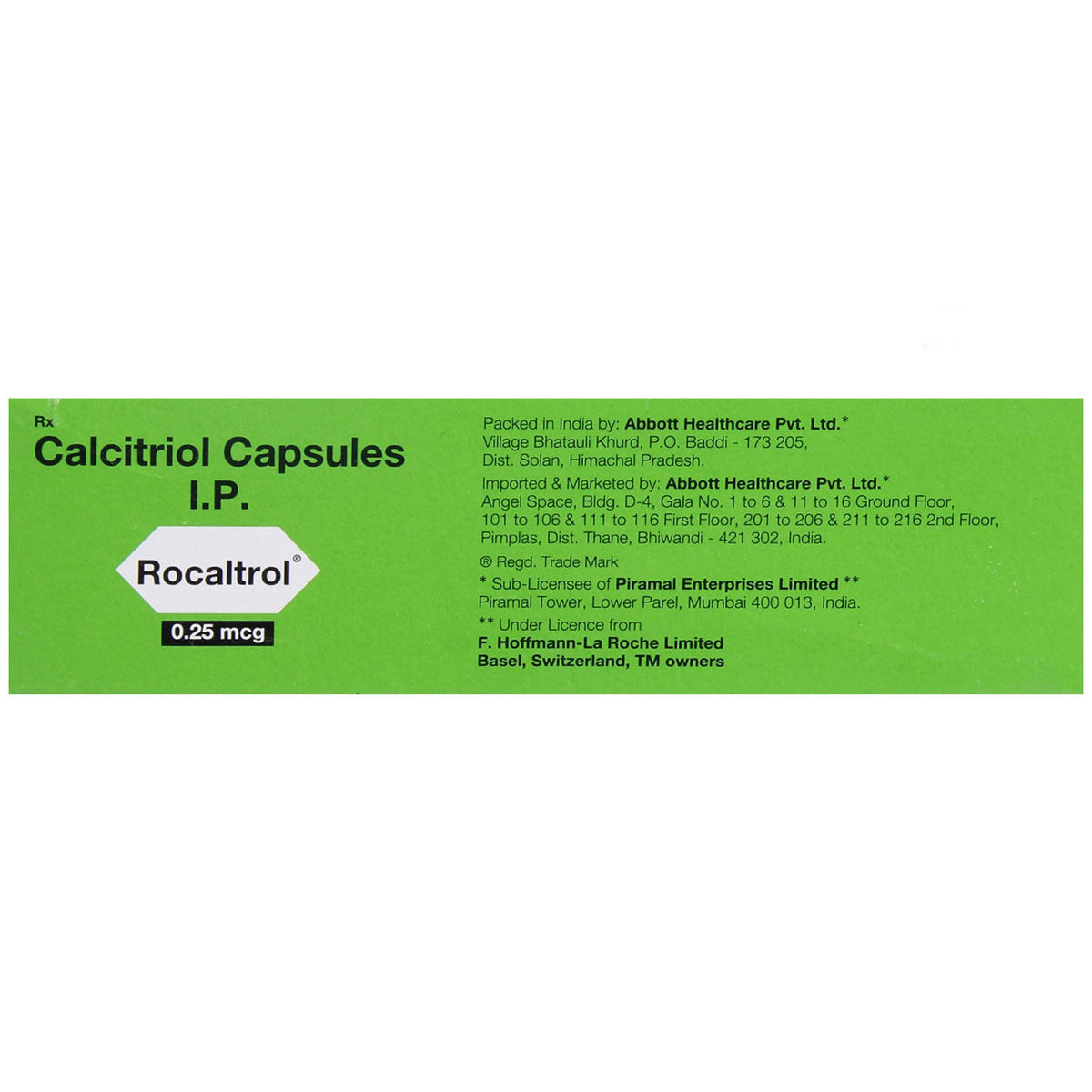 Rocaltrol 0.25 mcg Capsule 10's, Pack of 10 CAPSULES Rocaltrol 0.25 mcg Capsule 10's, Pack of 10 CAPSULES