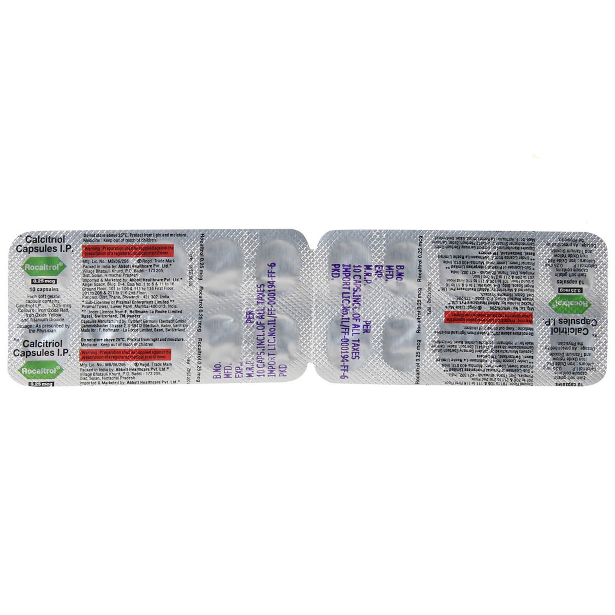 Rocaltrol 0.25 mcg Capsule 10's, Pack of 10 CAPSULES Rocaltrol 0.25 mcg Capsule 10's, Pack of 10 CAPSULES