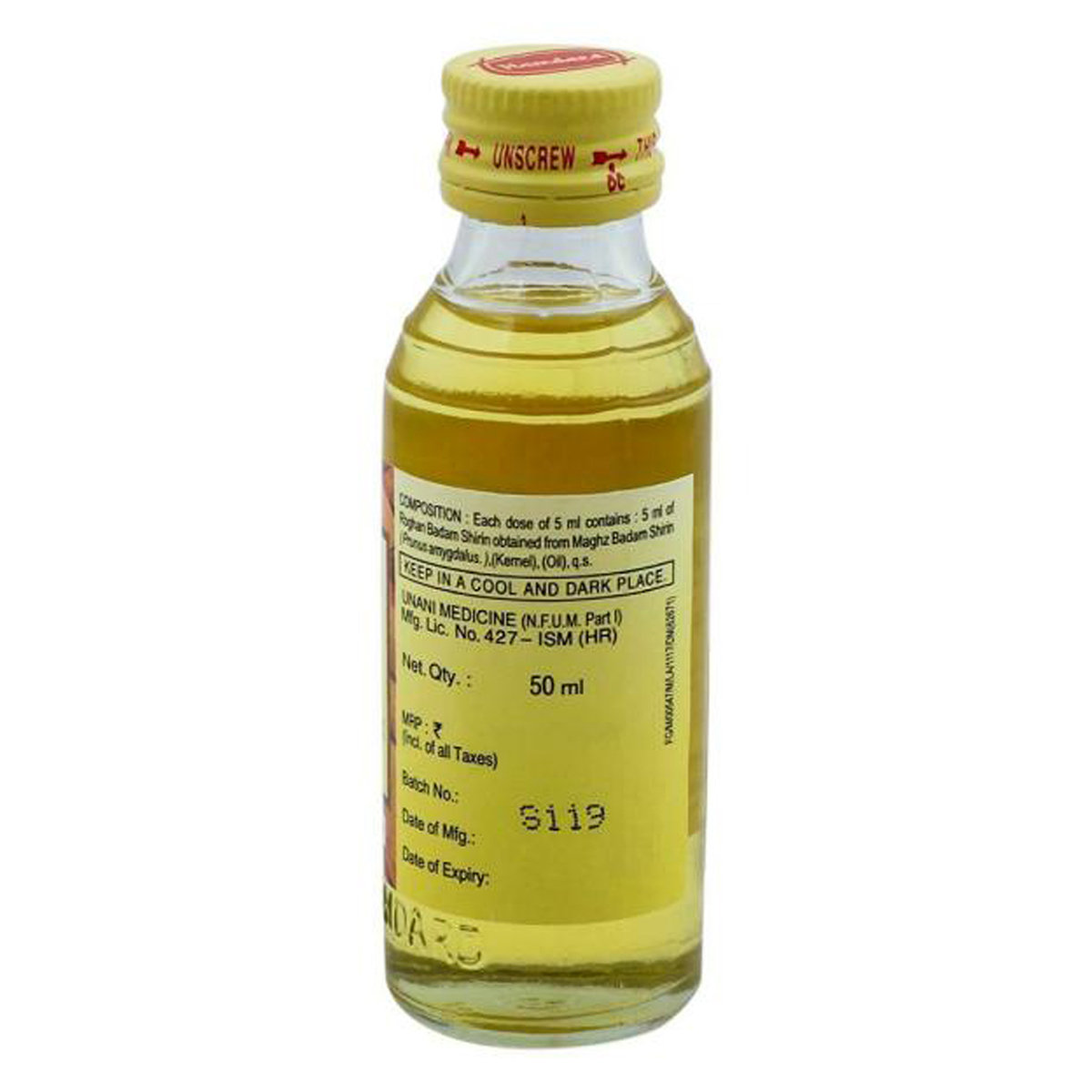 Hamdard Rogan Badam Shirin Almond Oil, 50 ml, Pack of 1 Hamdard Rogan Badam Shirin Almond Oil, 50 ml, Pack of 1