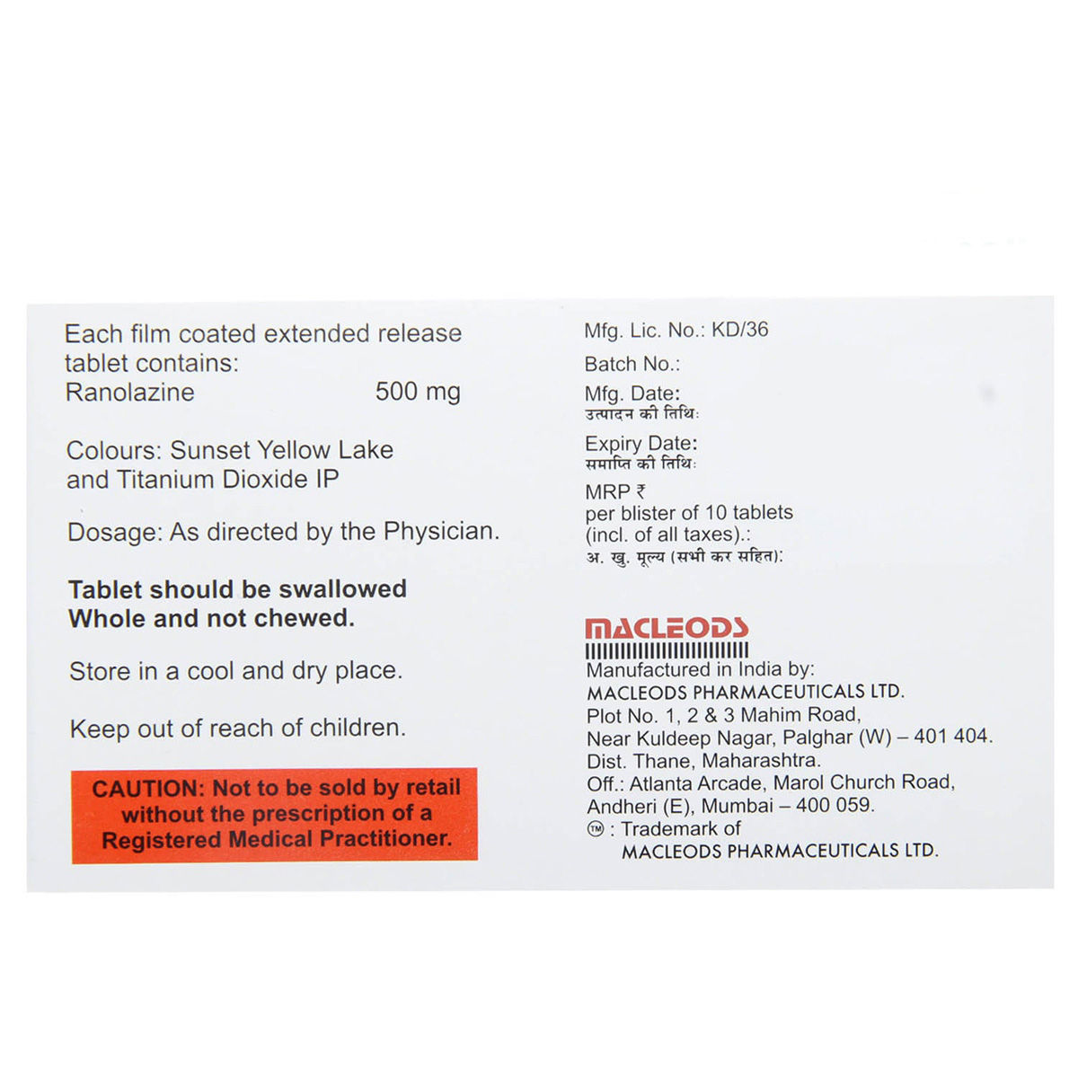 ROLAZIN TABLET Price, Uses, Side Effects, Composition - Apollo Pharmacy