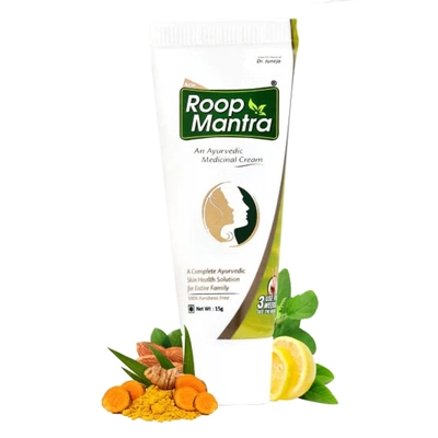 Roop Mantra Face Cream 15 gm | With Goodness Of 12 herbs | Nourishes &amp; Moisturises Skin | Prevents Acne, Pimple, Blemishes | Ayurvedic Cream | Non Greasy &amp; Light Weight | For All Skin Type, Pack of 1