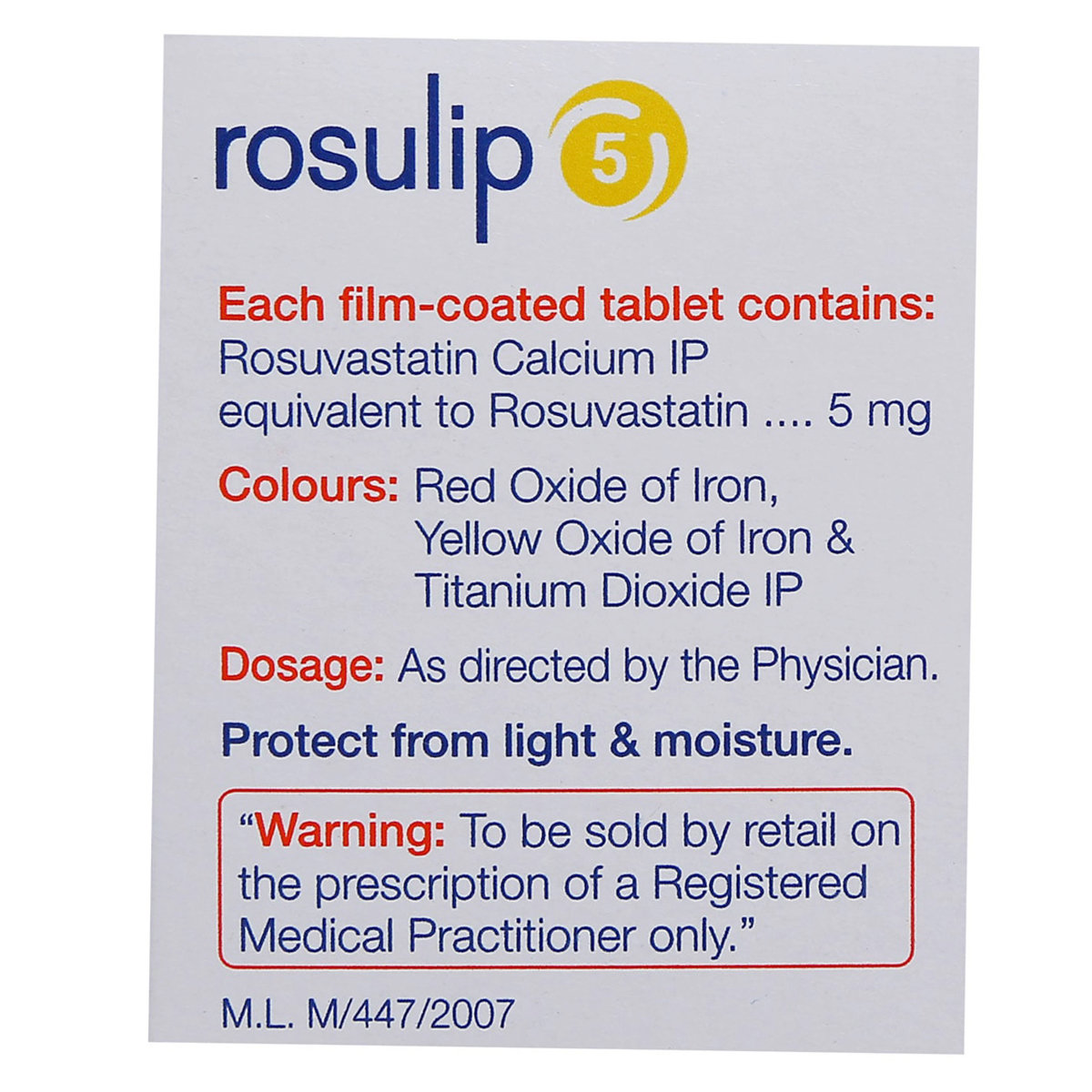 Rosulip 5 Tablet 15's, Pack of 15 TABLETS Rosulip 5 Tablet 15's, Pack of 15 TABLETS