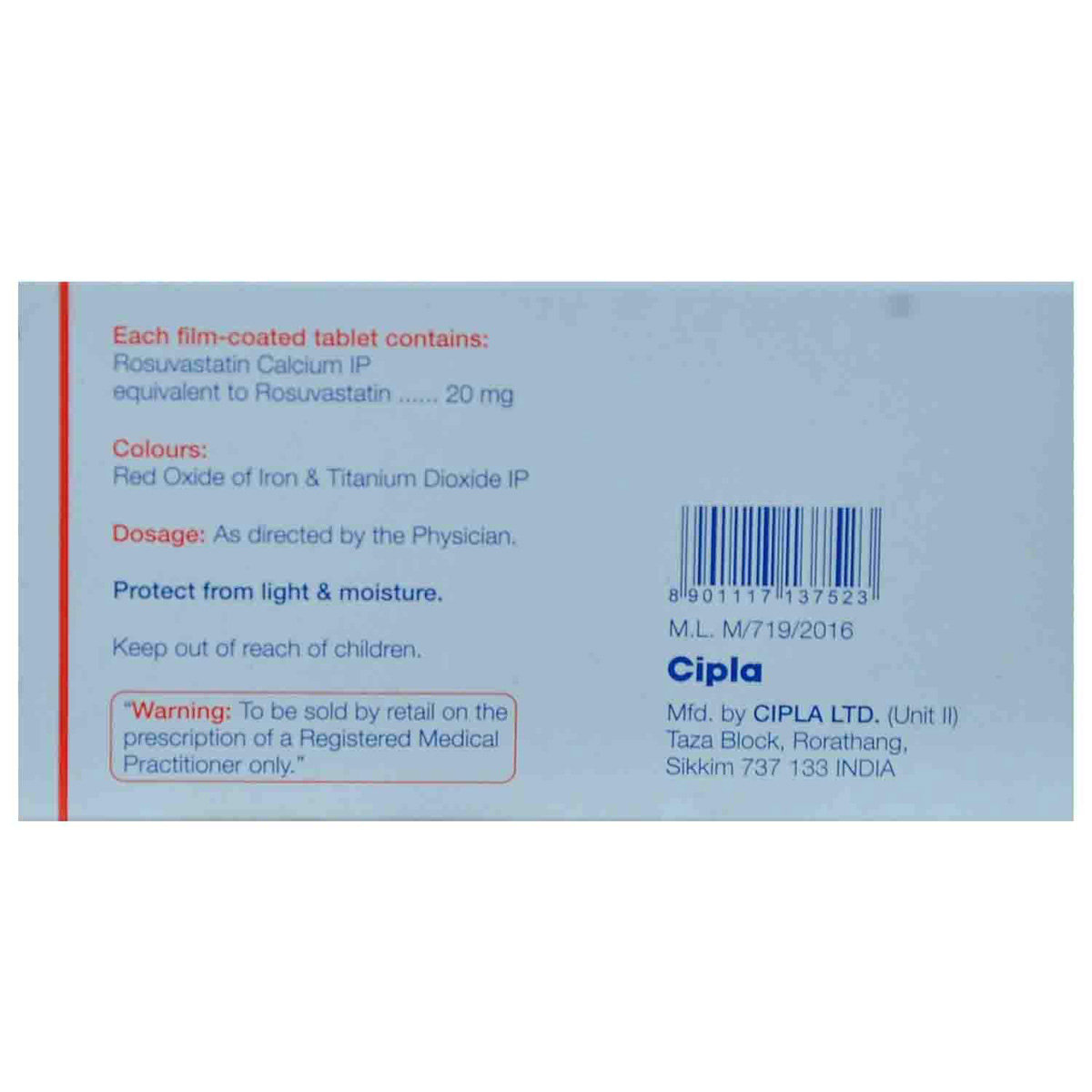 Rosulip 20 Tablet 10's, Pack of 10 TABLETS Rosulip 20 Tablet 10's, Pack of 10 TABLETS