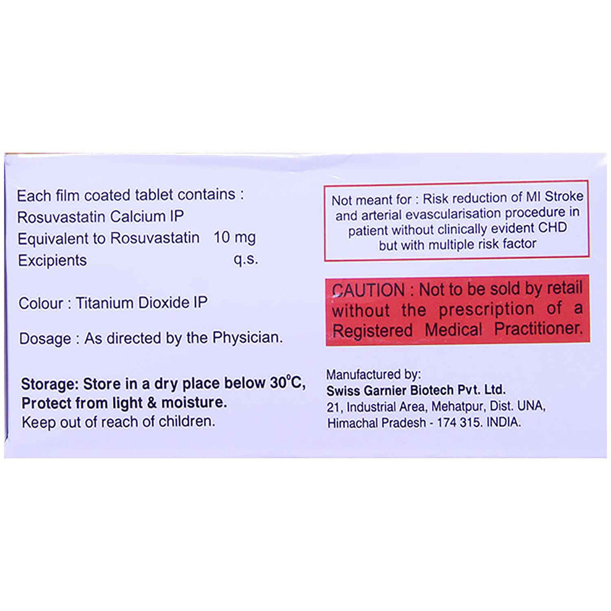 Rosachol 10 Tablet 10's, Pack of 10 TABLETS Rosachol 10 Tablet 10's, Pack of 10 TABLETS