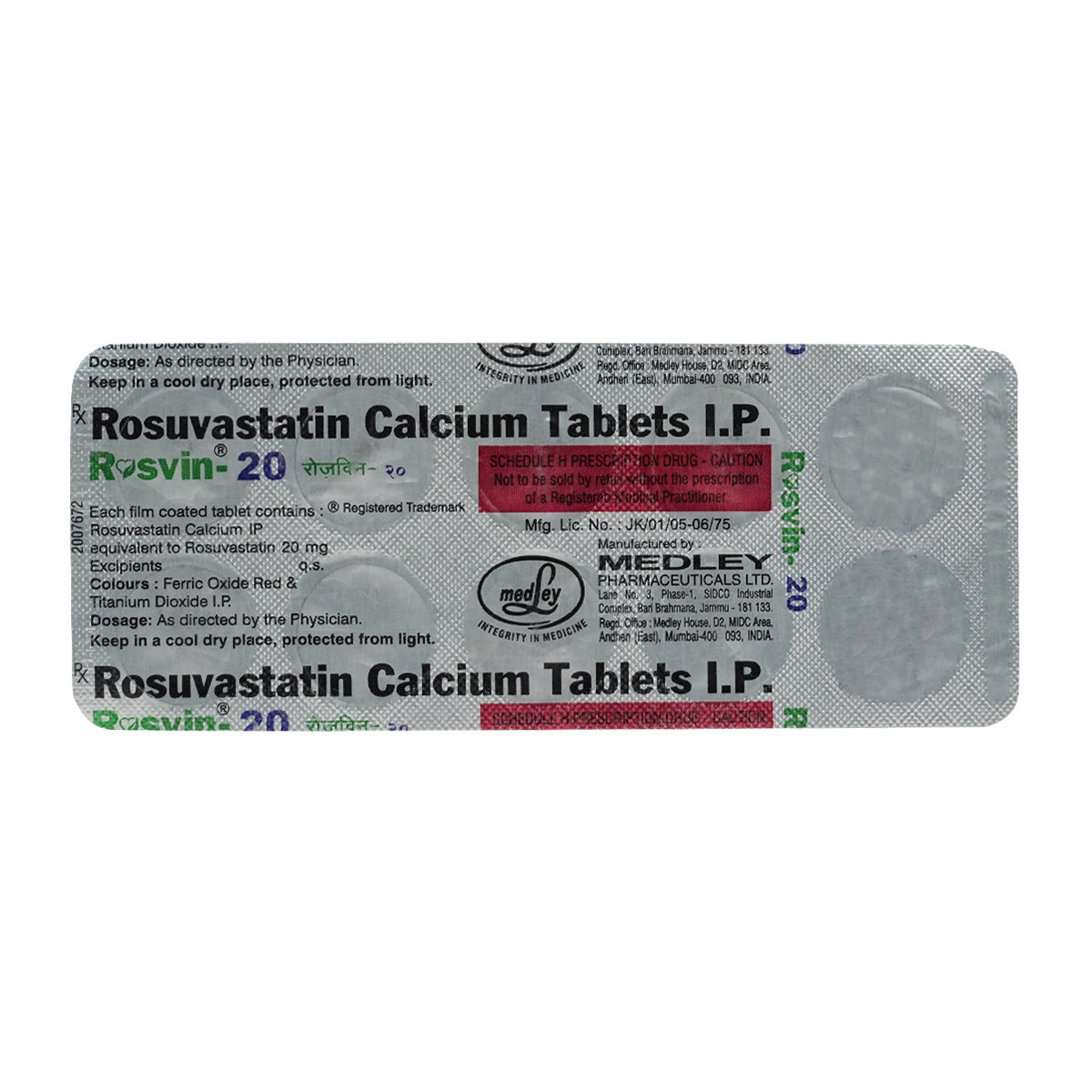Rosvin 20 Tablet 10's, Pack of 10 TABLETS Rosvin 20 Tablet 10's, Pack of 10 TABLETS