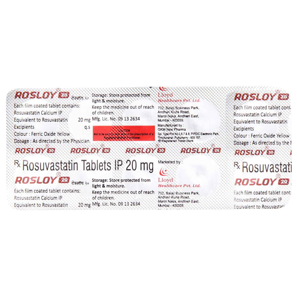 Rosloy 20 Tablet 10's, Pack of 10 TABLETS Rosloy 20 Tablet 10's, Pack of 10 TABLETS
