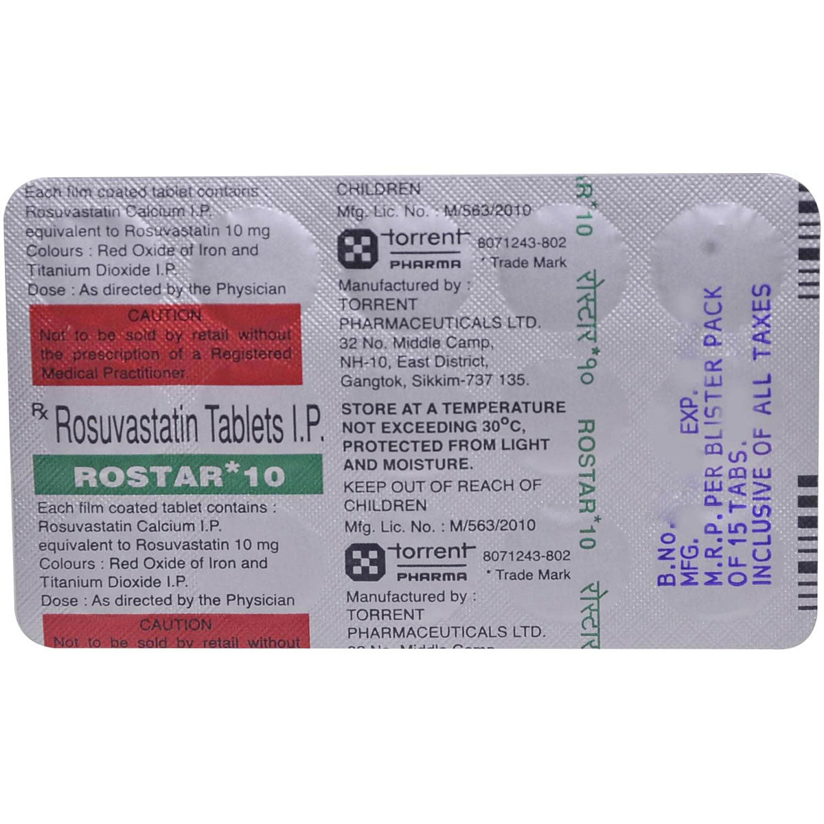 Rostar 10 mg Tablet 15's, Pack of 15 TabletS Rostar 10 mg Tablet 15's, Pack of 15 TabletS