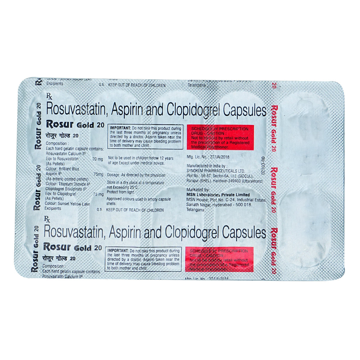 Rosur Gold 20 mg Capsule 10's, Pack of 10 CapsuleS Rosur Gold 20 mg Capsule 10's, Pack of 10 CapsuleS