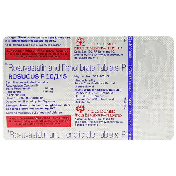 Rosucus F 10 mg/145 mg Tablet 15's, Pack of 15 Rosucus F 10 mg/145 mg Tablet 15's, Pack of 15