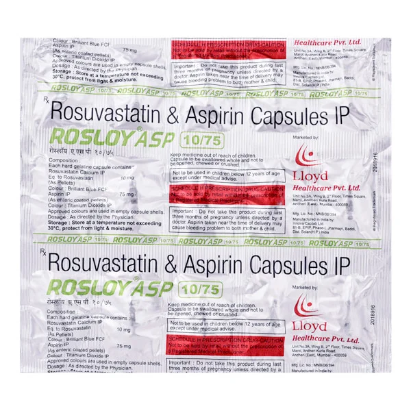 Rosloy ASP 10 mg/75 mg Capsule 15's, Pack of 15 CAPSULES
