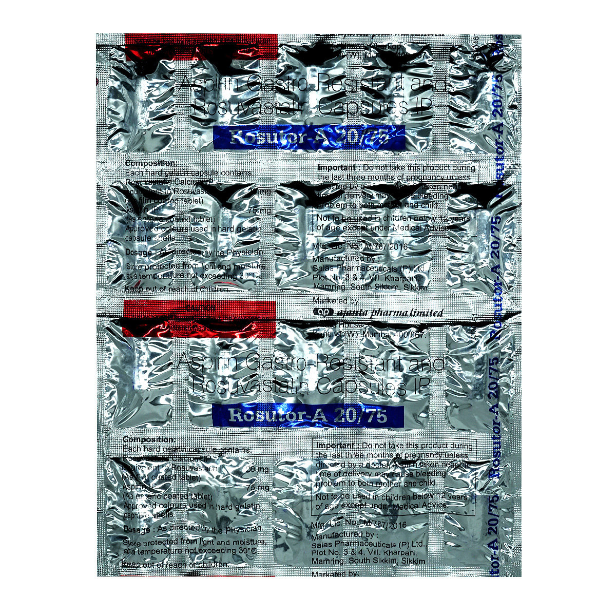 Rosutor-A 20 mg/75 mg Capsule 20's, Pack of 20 CapsuleS Rosutor-A 20 mg/75 mg Capsule 20's, Pack of 20 CapsuleS