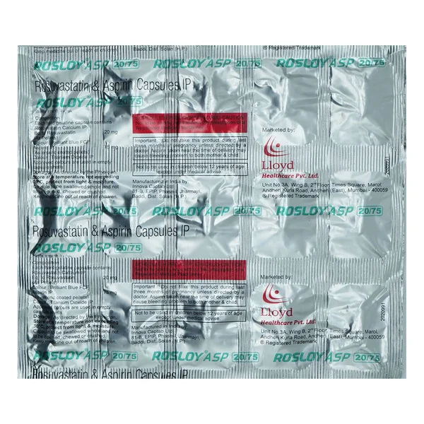 Rosloy-ASP 20 mg/75 mg Capsule 15's, Pack of 15 CapsuleS