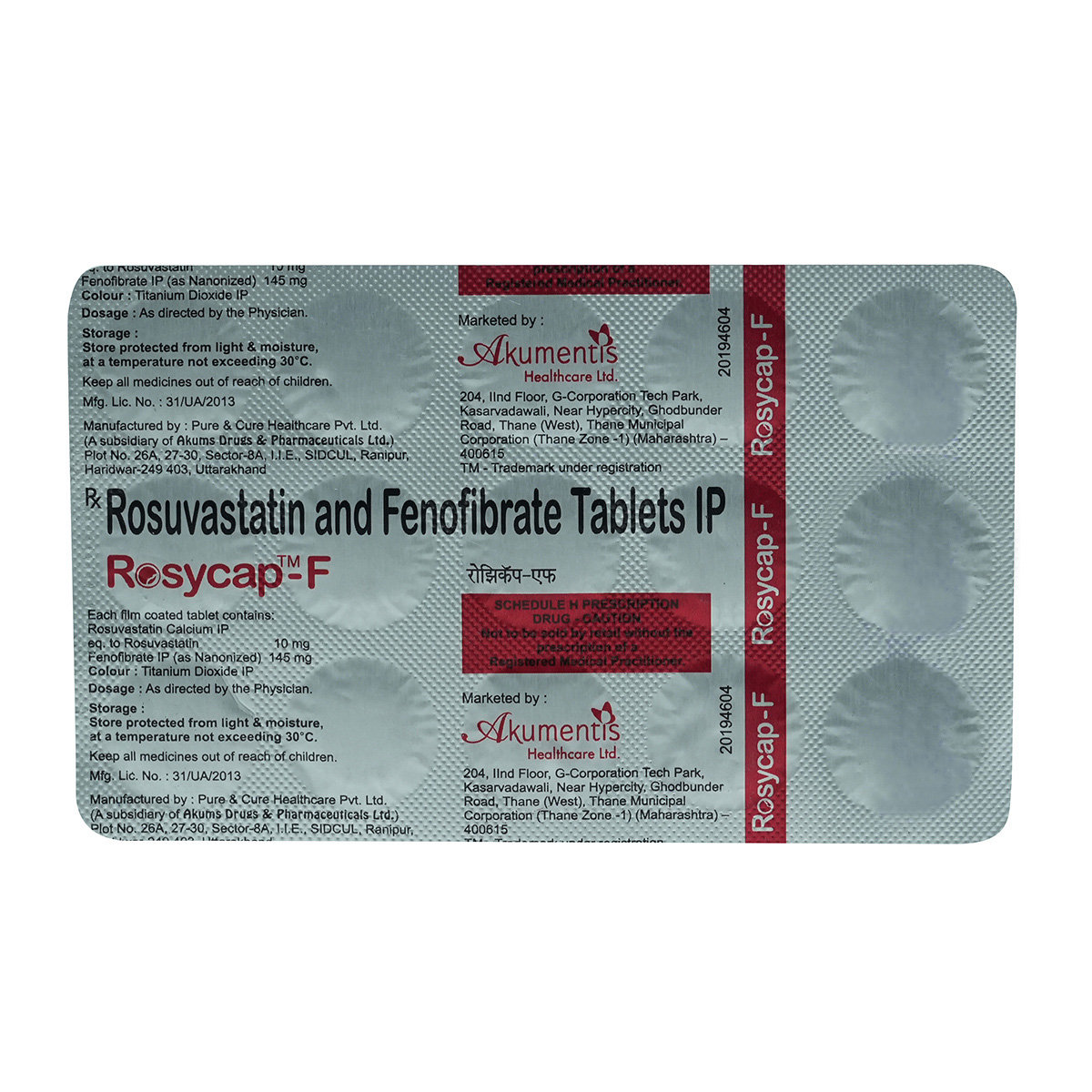 Rosycap-F 10 mg/145 mg Tablet 15's, Pack of 15 Rosycap-F 10 mg/145 mg Tablet 15's, Pack of 15