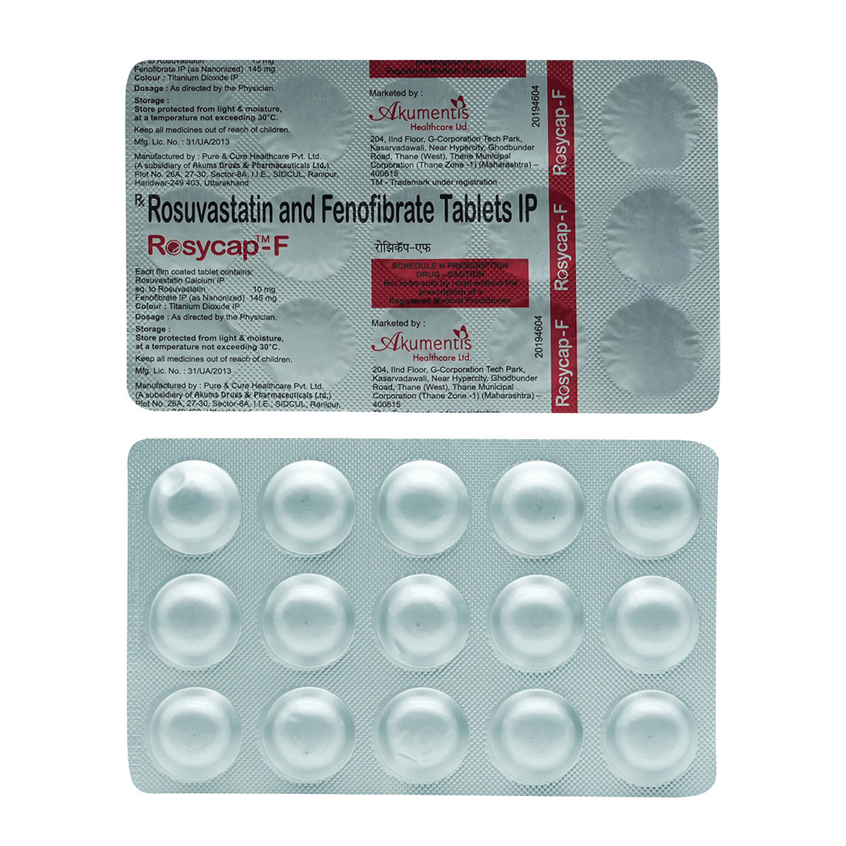 Rosycap-F 10 mg/145 mg Tablet 15's, Pack of 15 Rosycap-F 10 mg/145 mg Tablet 15's, Pack of 15