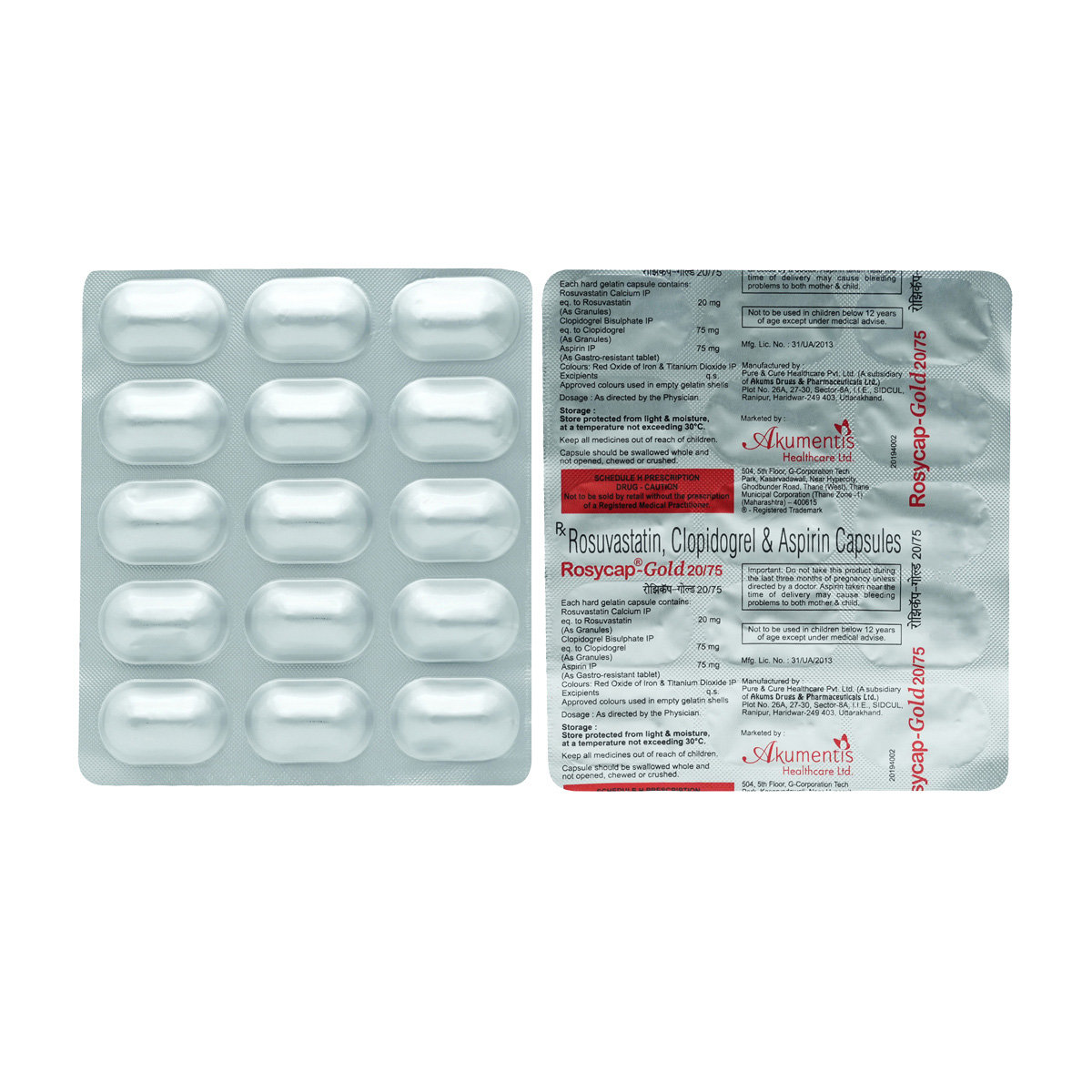 Rosycap-Gold 20 mg/75 mg Capsule 15's, Pack of 15 CapsuleS Rosycap-Gold 20 mg/75 mg Capsule 15's, Pack of 15 CapsuleS