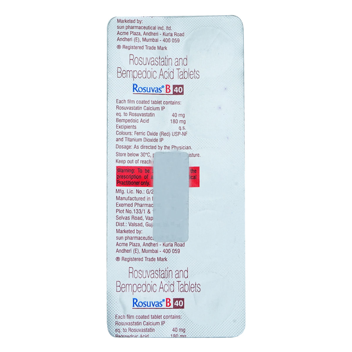 Buy Rosuvas B 40 Tablet 10's Online