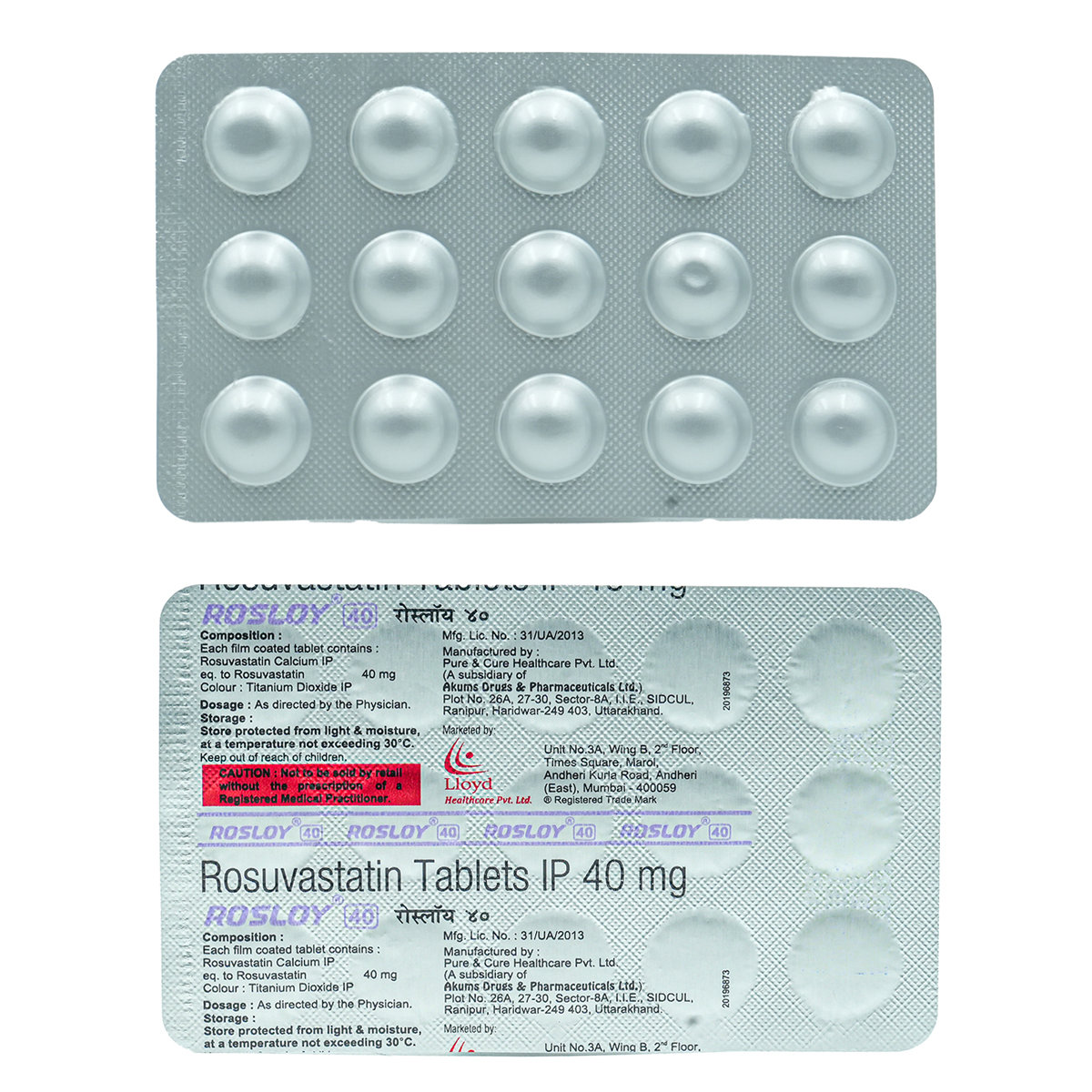 Rosloy 40 mg Tablet 15's, Pack of 15 TABLETS Rosloy 40 mg Tablet 15's, Pack of 15 TABLETS