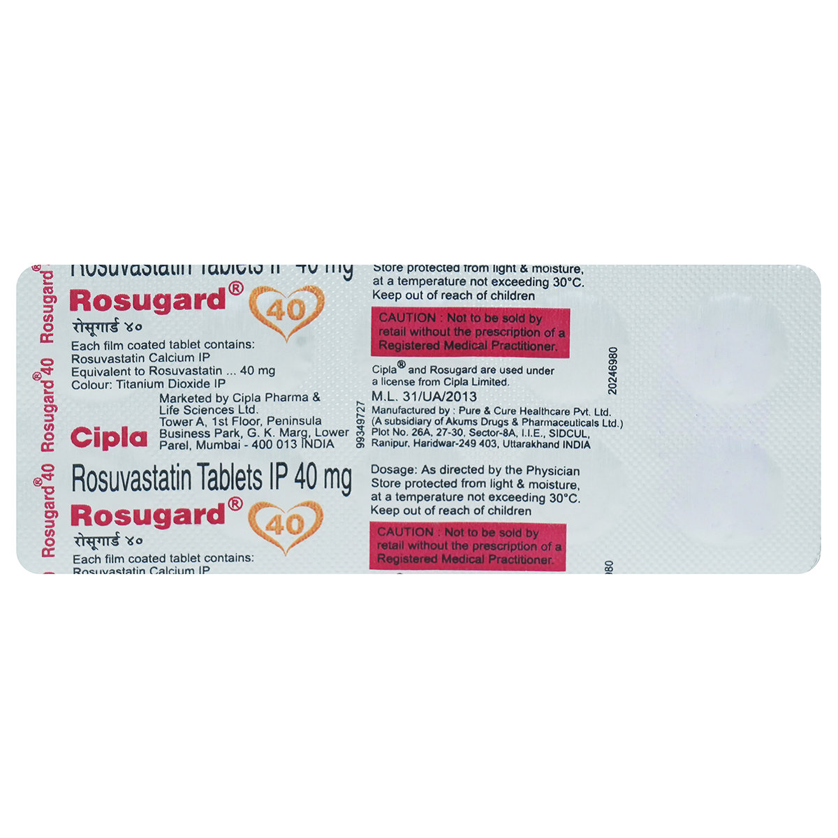 Rosugard 40 Tablet 10's, Pack of 10 TABLETS Rosugard 40 Tablet 10's, Pack of 10 TABLETS