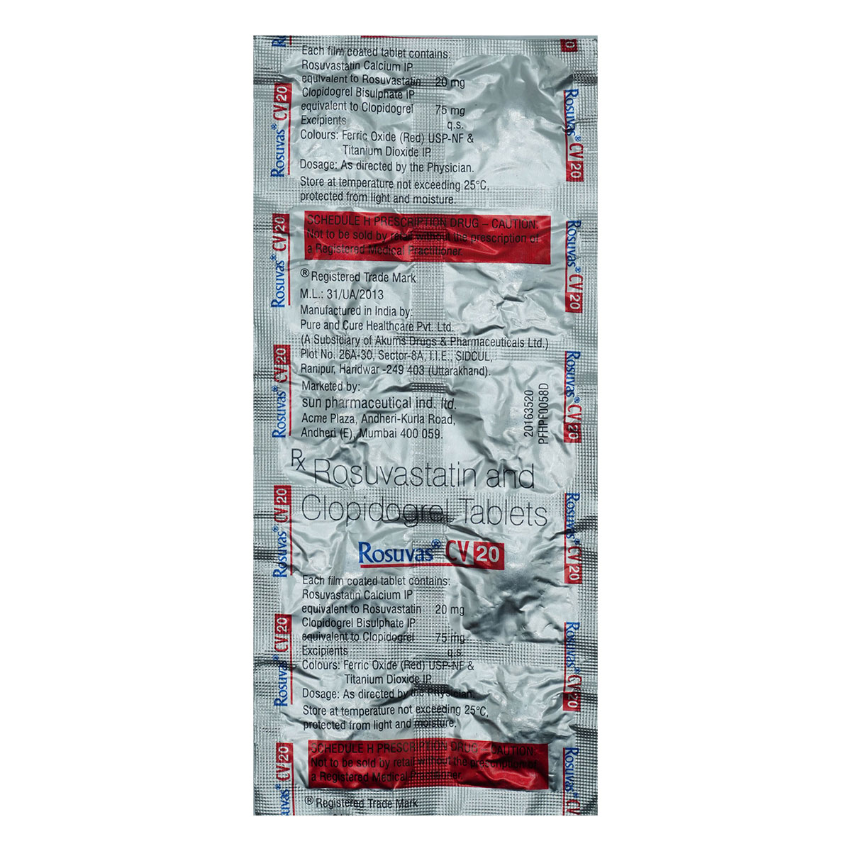 Rosuvas CV 20 Tablet 10's, Pack of 10 TabletS Rosuvas CV 20 Tablet 10's, Pack of 10 TabletS