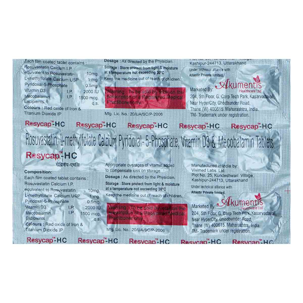 Buy Rosycap-HC Tablet 15's Online