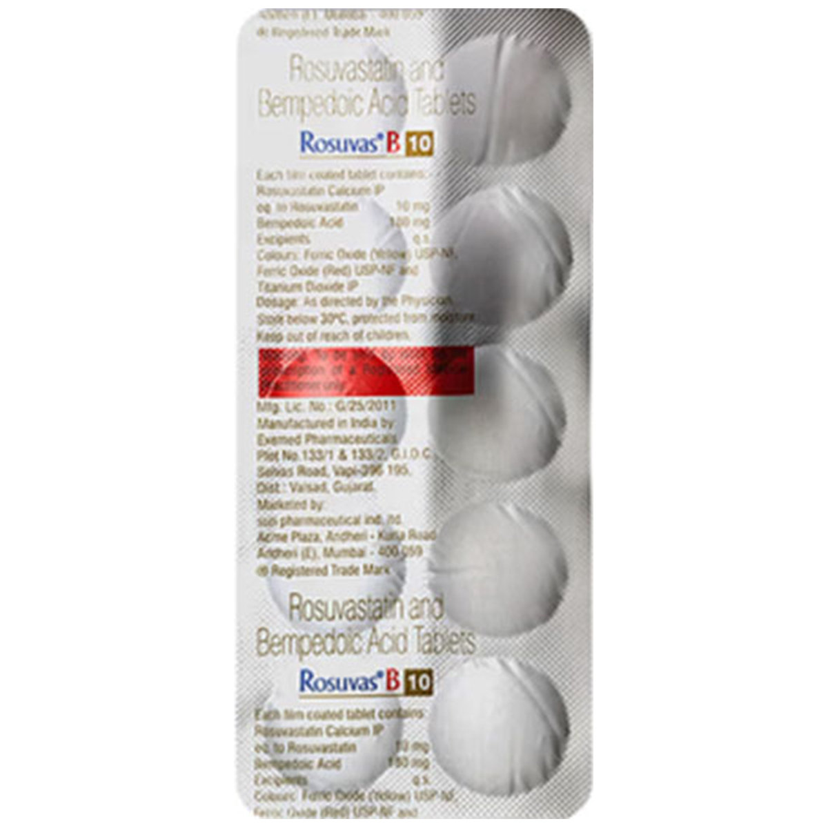 Rosuvas B 10 Tablet 10's Rosuvas B 10 Tablet 10's