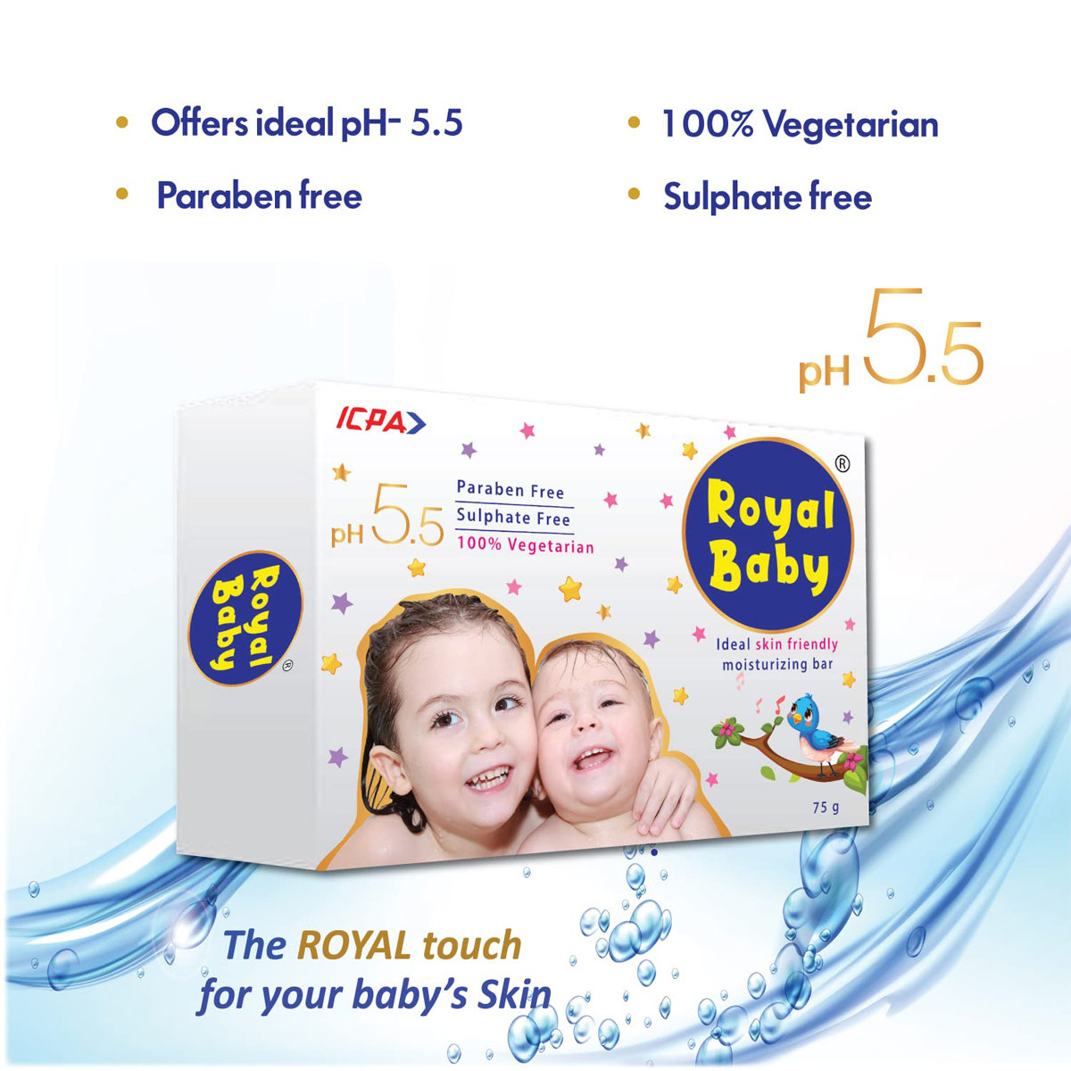 Royal Baby pH 5.5 Moisturizing Bar 75 gm, Pack of 1 Royal Baby pH 5.5 Moisturizing Bar 75 gm, Pack of 1
