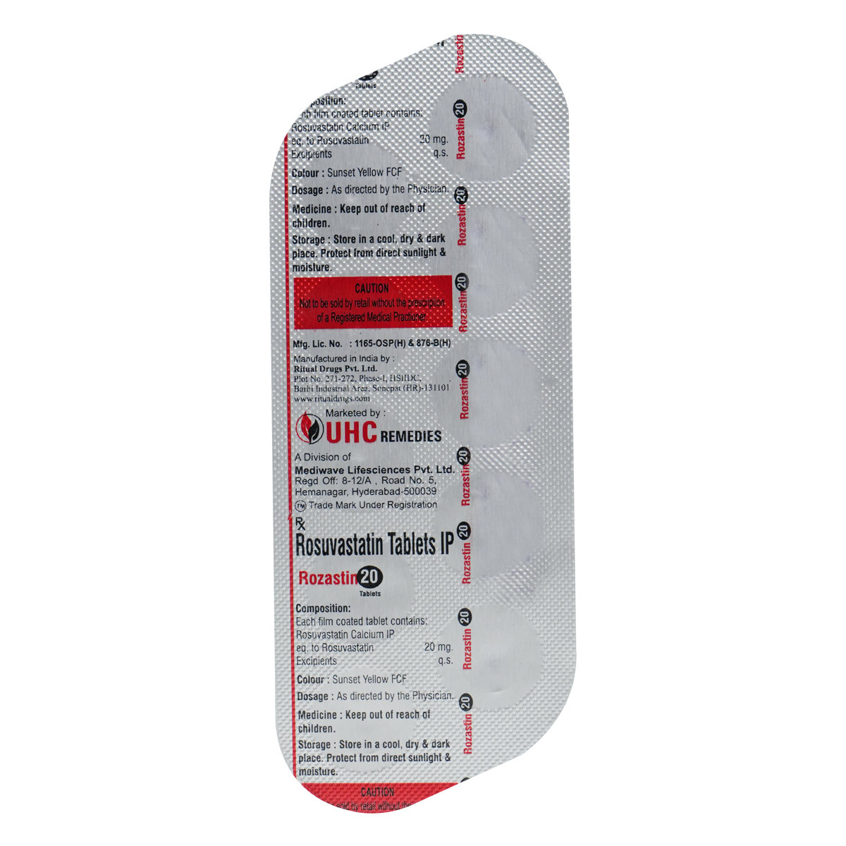 Rozastin 20 Tablet 10's, Pack of 10 TABLETS Rozastin 20 Tablet 10's, Pack of 10 TABLETS