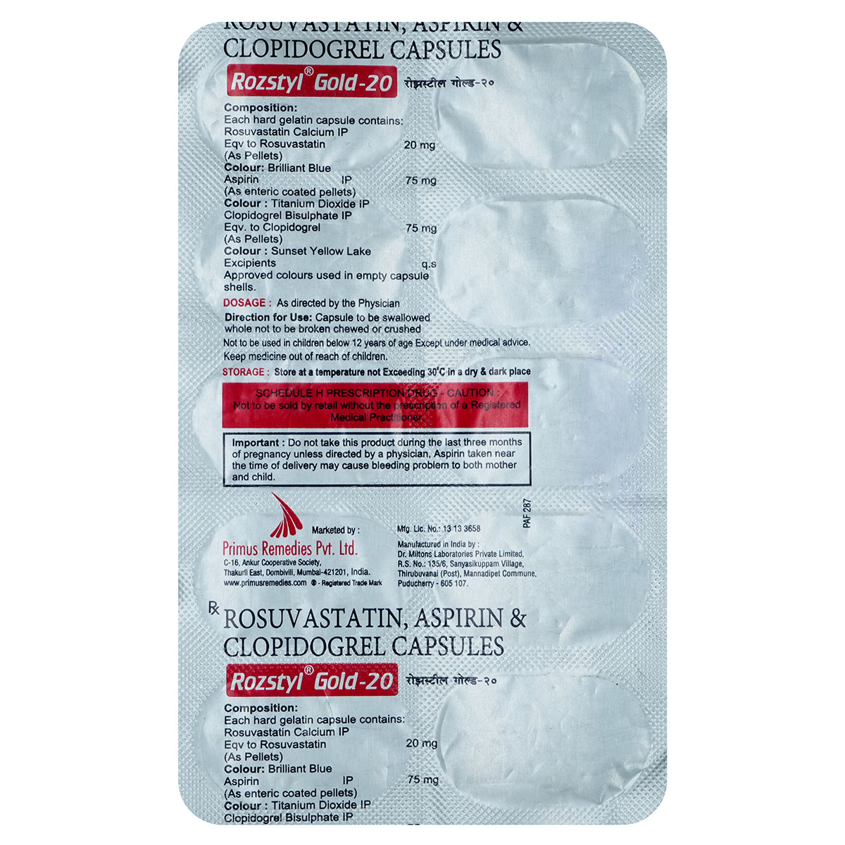 Rozstyl Gold-20 Capsule 10's, Pack of 10 CapsuleS Rozstyl Gold-20 Capsule 10's, Pack of 10 CapsuleS