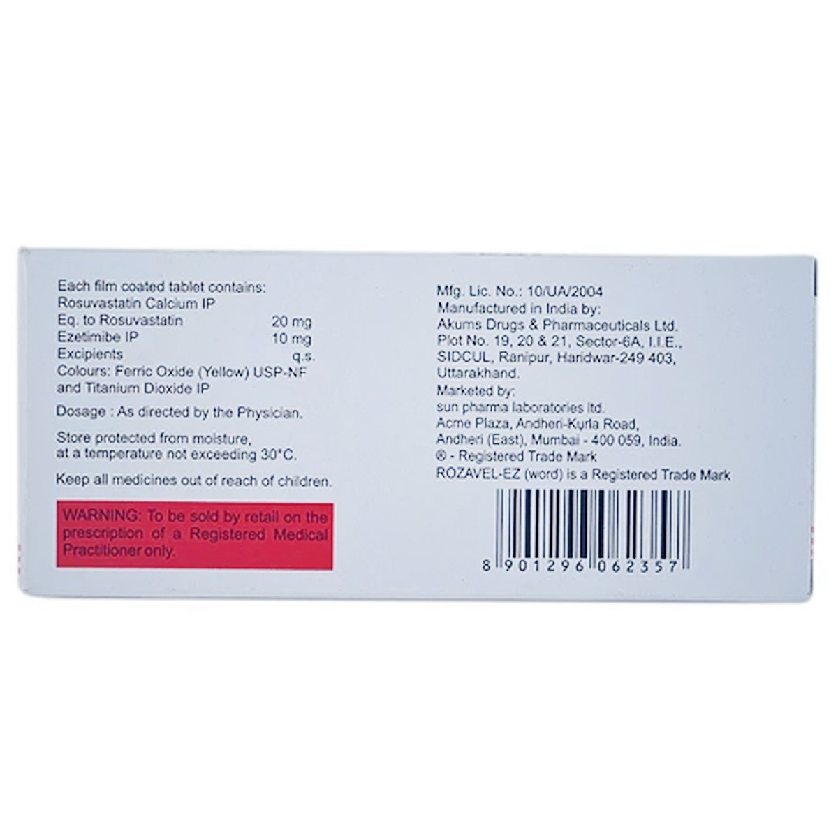 Rozavel EZ 20 Tablet 10's, Pack of 10 Rozavel EZ 20 Tablet 10's, Pack of 10