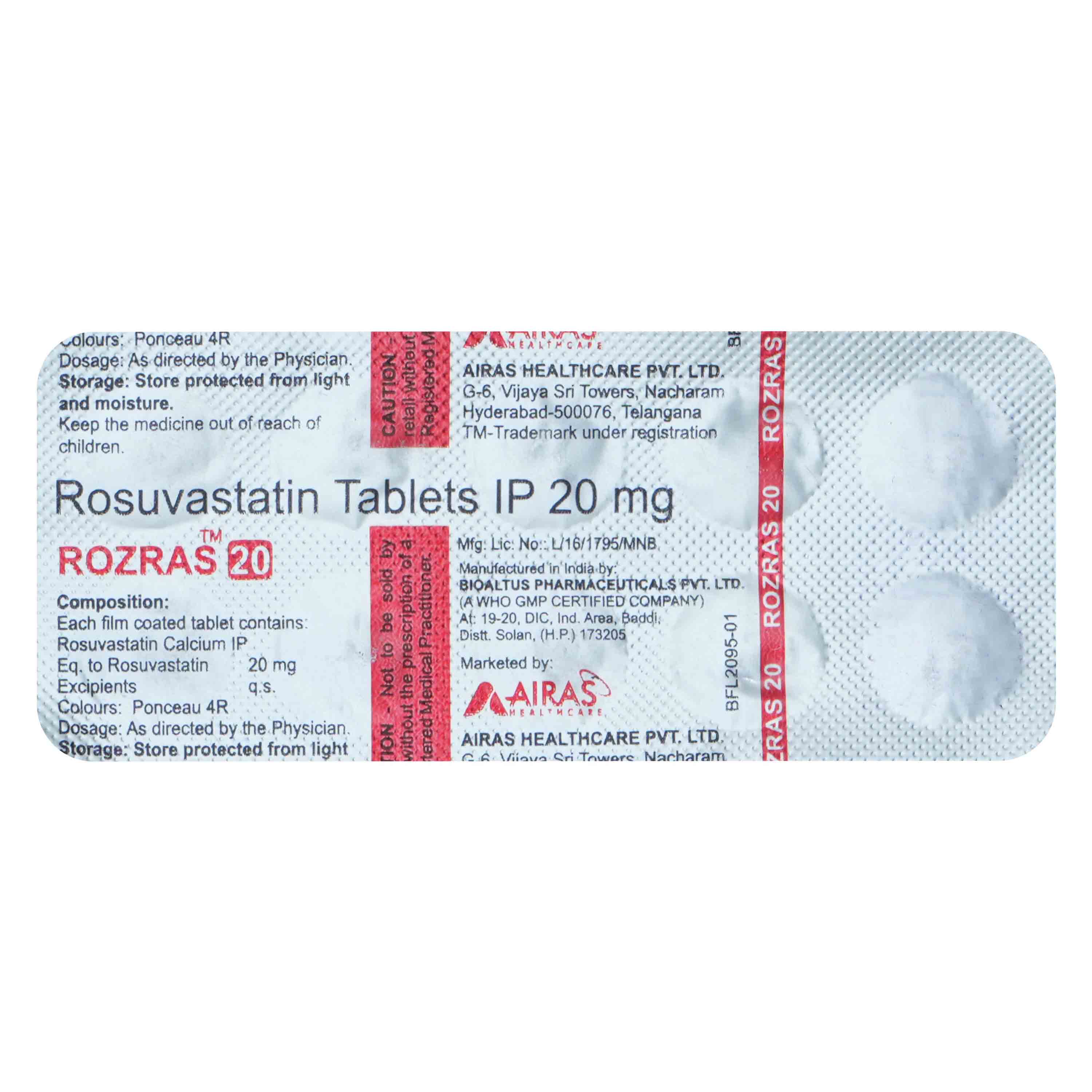 Rozras 20 Tablet 10's, Pack of 10 TabletS Rozras 20 Tablet 10's, Pack of 10 TabletS