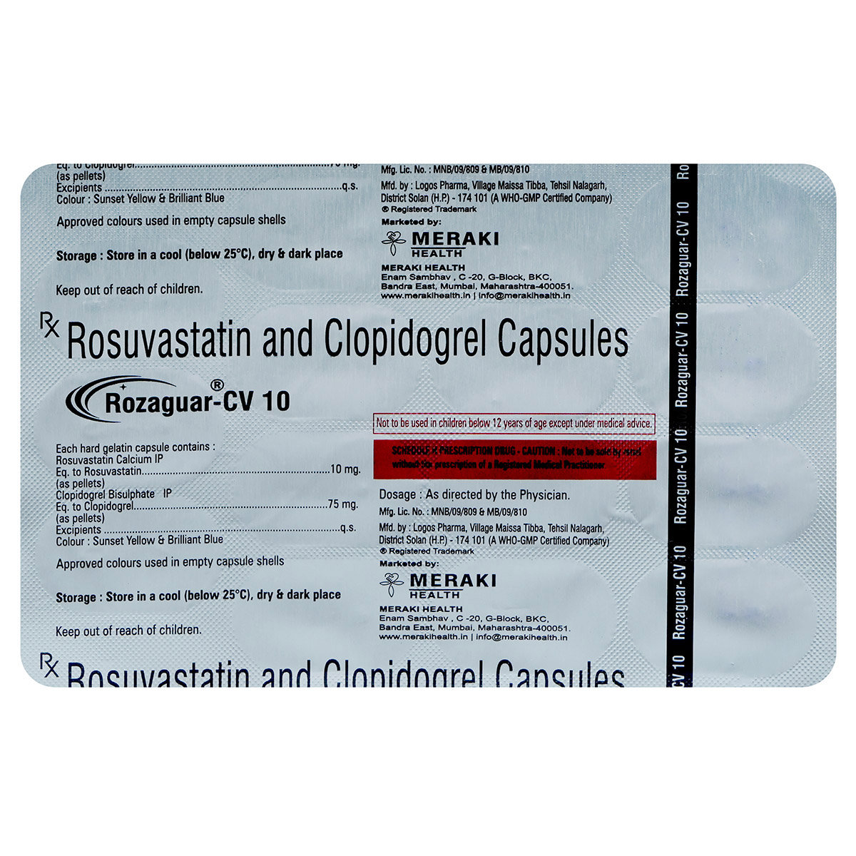 Rozaguar-CV 10 Capsule 15's, Pack of 15 CAPSULES Rozaguar-CV 10 Capsule 15's, Pack of 15 CAPSULES
