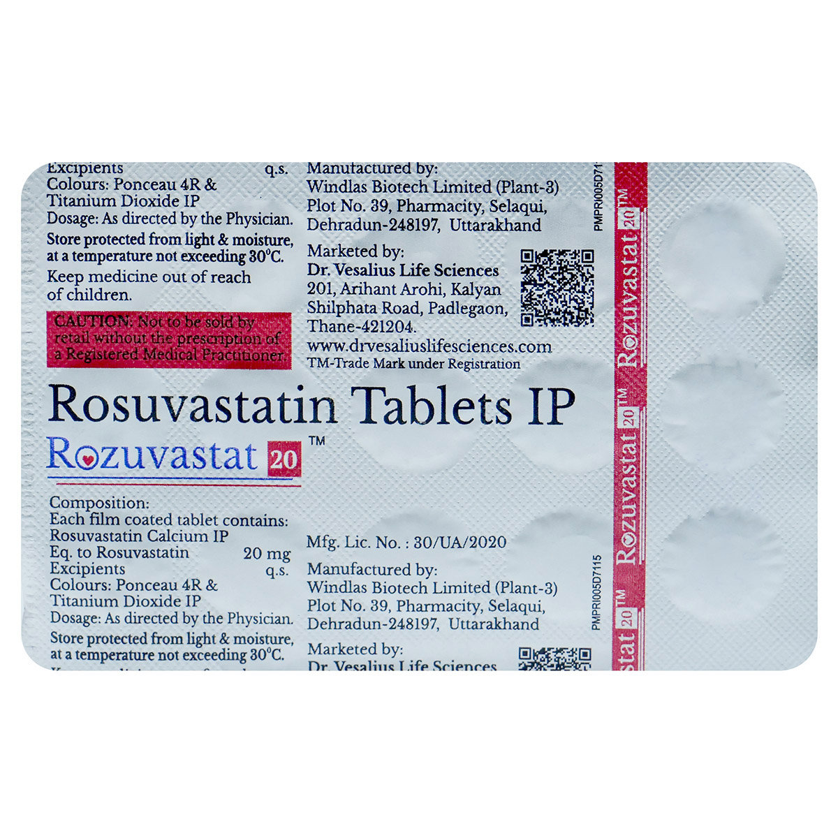 Rozuvastat 20 Tablet 15's, Pack of 15 TABLETS Rozuvastat 20 Tablet 15's, Pack of 15 TABLETS