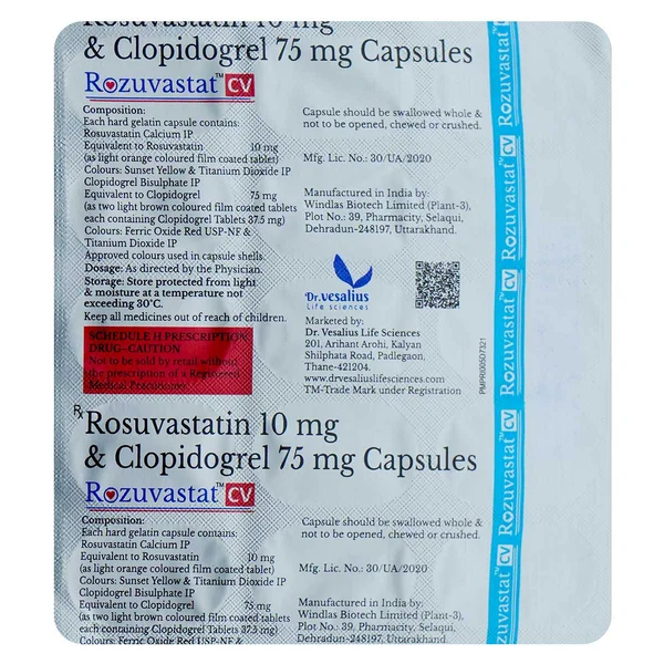 Rozuvastat CV Capsule 15's, Pack of 15 CAPSULES