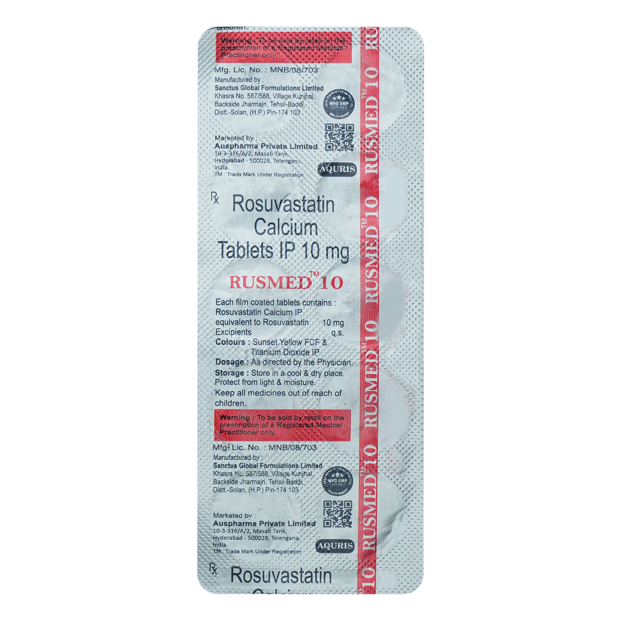 Rusmed 10 Tablet 10's, Pack of 10 TABLETS Rusmed 10 Tablet 10's, Pack of 10 TABLETS