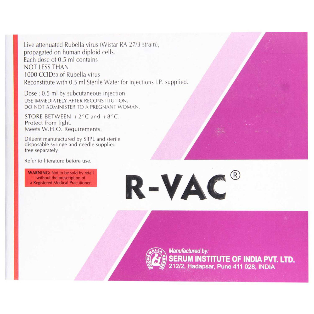 R-VAC Rubella Vaccine 0.5 ml, Pack of 1 Injection R-VAC Rubella Vaccine 0.5 ml, Pack of 1 Injection