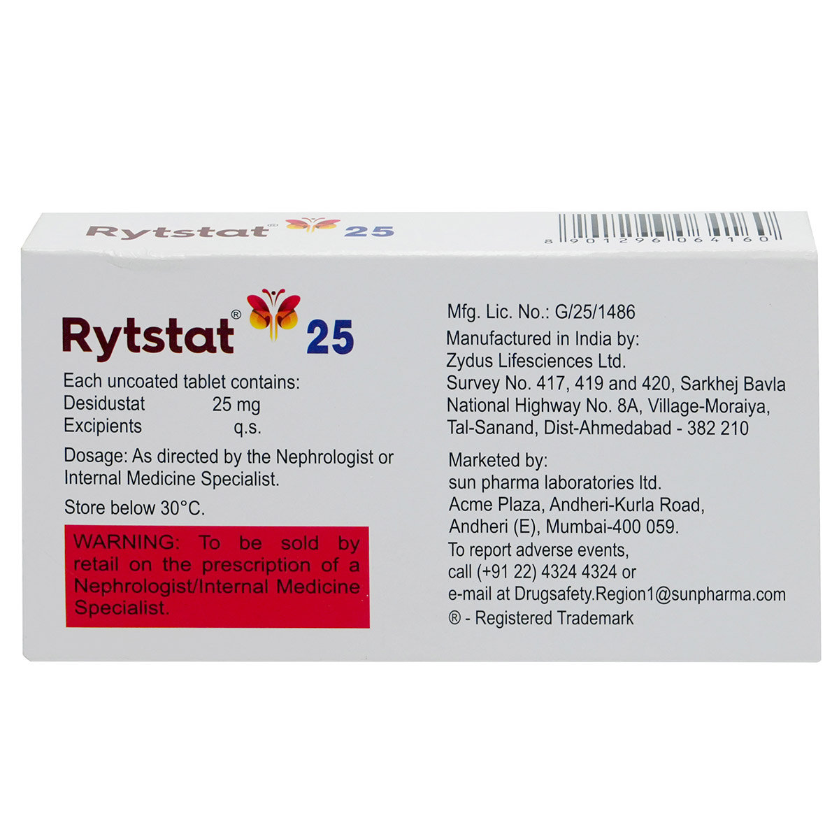 Rytstat 25 mg Tablet 6's, Pack of 6 TabletS Rytstat 25 mg Tablet 6's, Pack of 6 TabletS