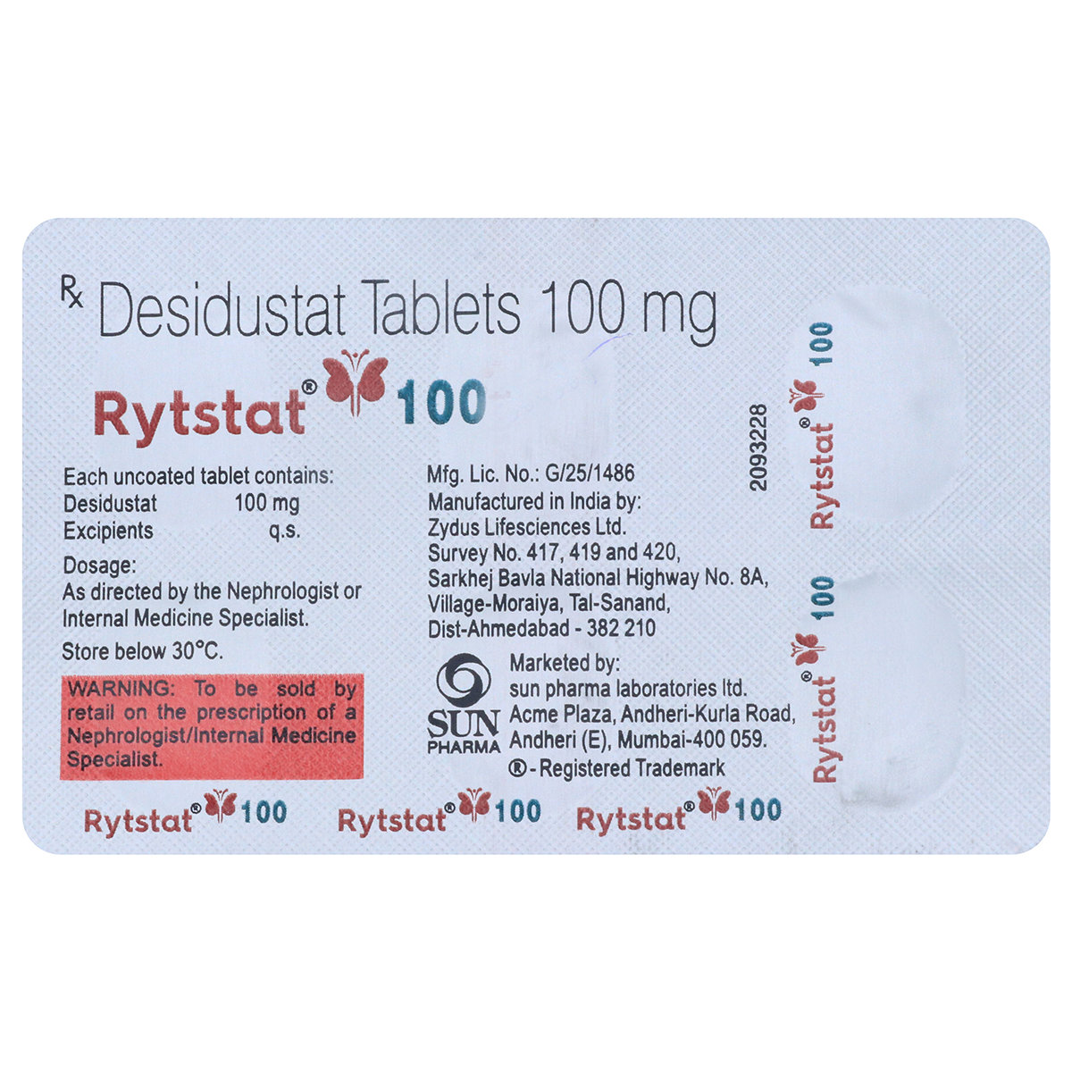 Rytstat 100 mg Tablet 6's, Pack of 6 TabletS Rytstat 100 mg Tablet 6's, Pack of 6 TabletS