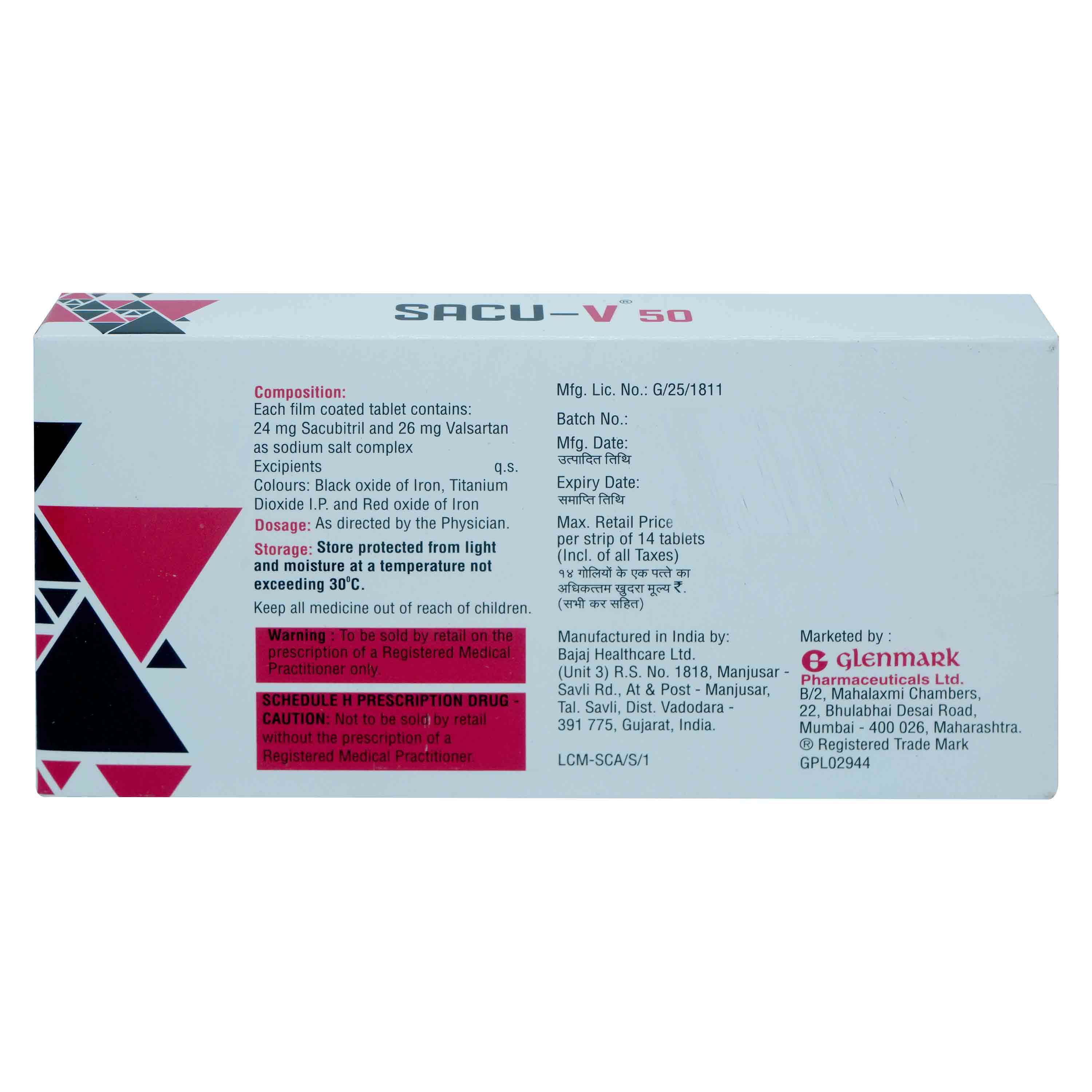 Sacu-V 50 Tablet 14's, Pack of 14 Sacu-V 50 Tablet 14's, Pack of 14