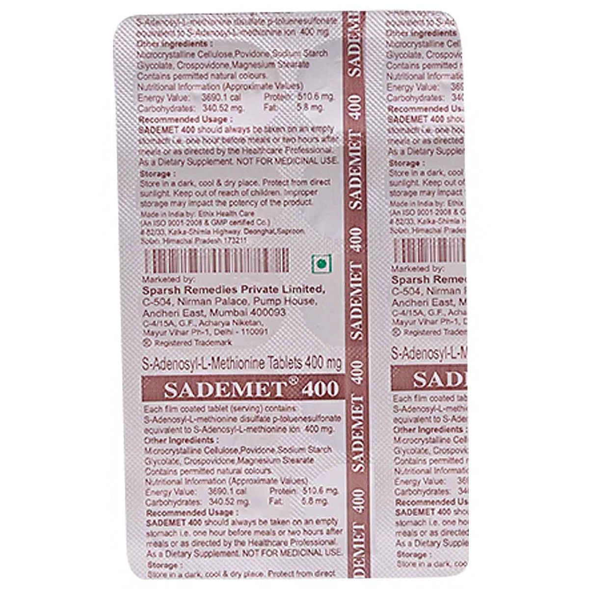 Sademet 400 Tablet 10's, Pack of 10 TabletS